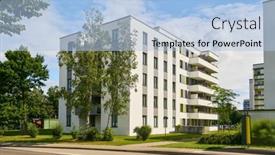  Presentation with apartment buildings - Presentation design featuring green-housing-estate-with-many background and a light blue colored foreground