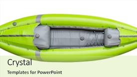  Presentation with white green - Beautiful slide deck featuring green inflatable whitewater one person backdrop and a yellow colored foreground