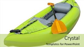  Presentation with white green - Audience pleasing slide deck consisting of green inflatable whitewater one person backdrop and a yellow colored foreground