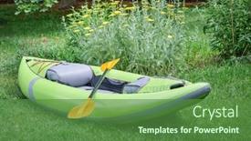  Presentation with green - Presentation theme featuring green-inflatable-whitewater-one-person background and a  colored foreground