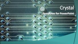  Presentation with computer motherboard - Presentation design consisting of green information technology - micro motherboard computer and electronics background and a ocean colored foreground