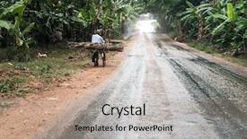  Presentation with bicycles - Beautiful PPT theme featuring green infrastructure - landscape with africans with bicycles backdrop and a mint green colored foreground