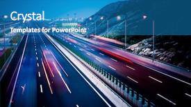  Presentation with trucks - Presentation design consisting of green infrastructure - motion trucks on the freeway background and a teal colored foreground