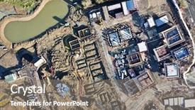  Presentation with housing solutions - Presentation design featuring green infrastructure - residential housing estate under construction background and a gray colored foreground