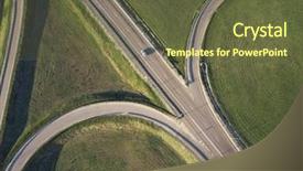  Presentation with road intersection - PPT theme featuring green infrastructure - road junction highway intersection summer background and a tawny brown colored foreground