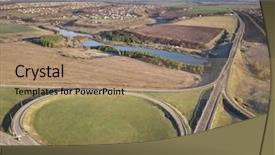  Presentation with road intersection - Cool new PPT layouts with green infrastructure - road junction highway intersection summer backdrop and a coral colored foreground