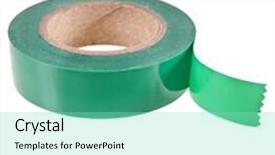  Presentation with scotch tape - Presentation theme with green insulating tape roll isolated background and a seafoam green colored foreground