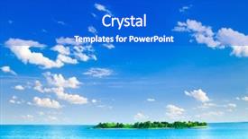  Presentation with green blue waves - Beautiful presentation theme featuring green island seascape backdrop and a cobalt blue colored foreground