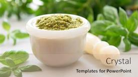  Presentation with basil seeds - Amazing presentation theme having ground basil garlic pine seeds backdrop and a mint green colored foreground