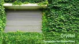  Presentation with metal roller shutter - Theme enhanced with green ivy leaves wall background and a  colored foreground