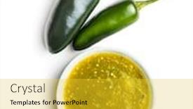  Presentation with white green - Audience pleasing slide deck consisting of green-jalapeno-peppers-and-tabasco backdrop and a yellow colored foreground