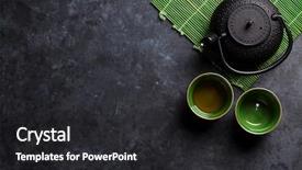 Presentation with japanese green tea - PPT layouts enhanced with green japanese tea on stone background and a dark gray colored foreground
