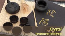  Presentation with yin yang - Theme having green jasmine tea with yin background and a tawny brown colored foreground