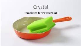  Presentation with ceramic - PPT theme consisting of green-kitchen-sponge-on-ceramic background and a sky blue colored foreground