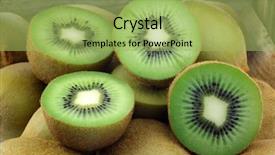  Presentation with kiwi fruit - PPT theme enhanced with green kiwi fruit and some background and a yellow colored foreground