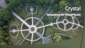  Presentation with summer trees - Slides with green labyrinth - aerial view from the drone background and a dark gray colored foreground