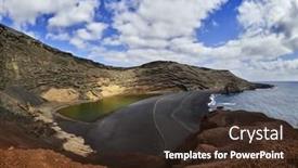  Presentation with green lagoon - Cool new PPT layouts with green lagoon at el golfo lanzarote island spain backdrop and a wine colored foreground
