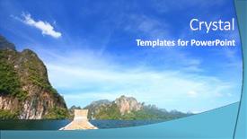  Presentation with green lake - Slide deck with green-lake-with-perfect-sky background and a cobalt blue colored foreground