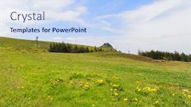  Presentation with landscape - PPT layouts having green-landscape-french-auvergne-massif background and a sky blue colored foreground