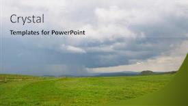  Presentation with landscape - Beautiful slides featuring green-landscape-french-auvergne-massif backdrop and a light gray colored foreground