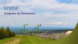  Presentation with landscape - Amazing slide deck having green-landscape-french-auvergne-massif backdrop and a sky blue colored foreground