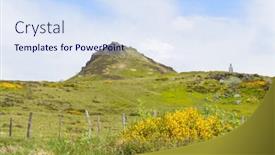  Presentation with landscape - Audience pleasing slide set consisting of green-landscape-french-auvergne-massif backdrop and a sky blue colored foreground