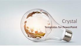  Presentation with light green - Slide set with green-landscape-inside-light-bulb background and a  colored foreground