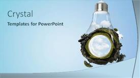  Presentation with light green - PPT layouts consisting of green-landscape-inside-light-bulb background and a light blue colored foreground