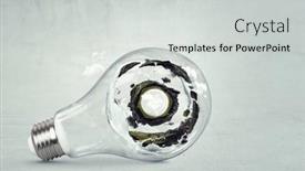  Presentation with light green - Presentation theme having green-landscape-inside-light-bulb background and a light gray colored foreground