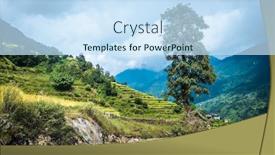  Presentation with nepal - Beautiful PPT theme featuring green landscape with path tree in nepal backdrop and a sky blue colored foreground
