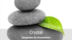  Presentation with zen - Audience pleasing PPT theme consisting of green leaf and zen stones backdrop and a gray colored foreground