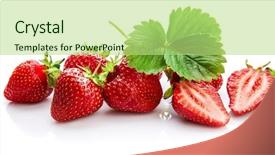  Presentation with green life - PPT theme consisting of stillness - berry strawberry with green leaf background and a mint green colored foreground