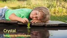 Presentation with water ship - Colorful slides enhanced with green leaf-ship in children backdrop and a tawny brown colored foreground