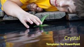  Presentation with water ship - Colorful slide set enhanced with green-leaf-ship-in-children backdrop and a tawny brown colored foreground