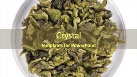  Presentation with green glass - PPT theme enhanced with green leaf tea heap in transparent glass bowl isolated on white background and a tawny brown colored foreground