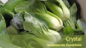  Presentation with chinese chinese - Presentation having green-leafy-raw-chinese-vegetables background and a tawny brown colored foreground