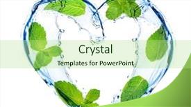  Presentation with water rain drop hanging on a fresh green leaf - Audience pleasing presentation consisting of green leaves and water splashing backdrop and a mint green colored foreground