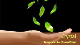  Presentation with falling leaves - Colorful theme enhanced with green leaves falling into woman backdrop and a red colored foreground