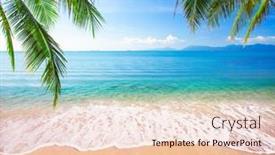  Presentation with palm leaves - Slide set featuring green-leaves-of-palm-tree background and a lemonade colored foreground