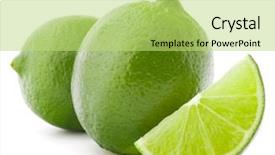 Presentation with citrus - Colorful presentation design enhanced with green lemon - citrus lime fruit isolated backdrop and a yellow colored foreground