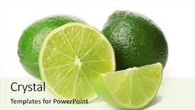  Presentation with fresh water splash green apple isolated white - Colorful theme enhanced with green lemon - fresh limes isolated on white backdrop and a yellow colored foreground