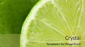  Presentation with lime cider - Audience pleasing theme consisting of green lemon - ripe lime closeup with rind backdrop and a yellow colored foreground