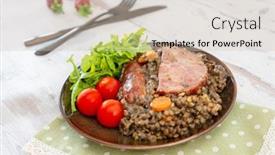  Presentation with lentils - Theme having green-lentils-with-smoked-pork background and a soft green colored foreground