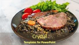  Presentation with lentils - Cool new presentation theme with green-lentils-with-smoked-pork backdrop and a tawny brown colored foreground
