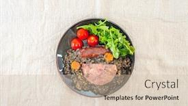  Presentation with lentils - Colorful theme enhanced with green-lentils-with-smoked-pork backdrop and a soft green colored foreground