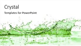  Presentation with fresh water splash green apple isolated white - Beautiful presentation design featuring green liquid splash on white backdrop and a  colored foreground