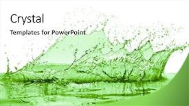  Presentation with white green - Colorful slide deck enhanced with green liquid splash on white backdrop and a  colored foreground