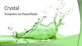  Presentation with fresh water splash green apple isolated white - PPT layouts having green liquid splash on white background and a white colored foreground