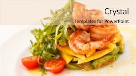  Presentation with shrimps - Audience pleasing slide deck consisting of mango leaf - salad with shrimps backdrop and a  colored foreground