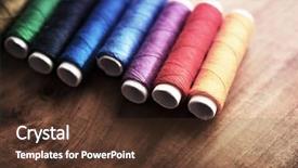  Presentation with green manufacturing - PPT theme having green manufacturing - colored sewing threads background and a tawny brown colored foreground